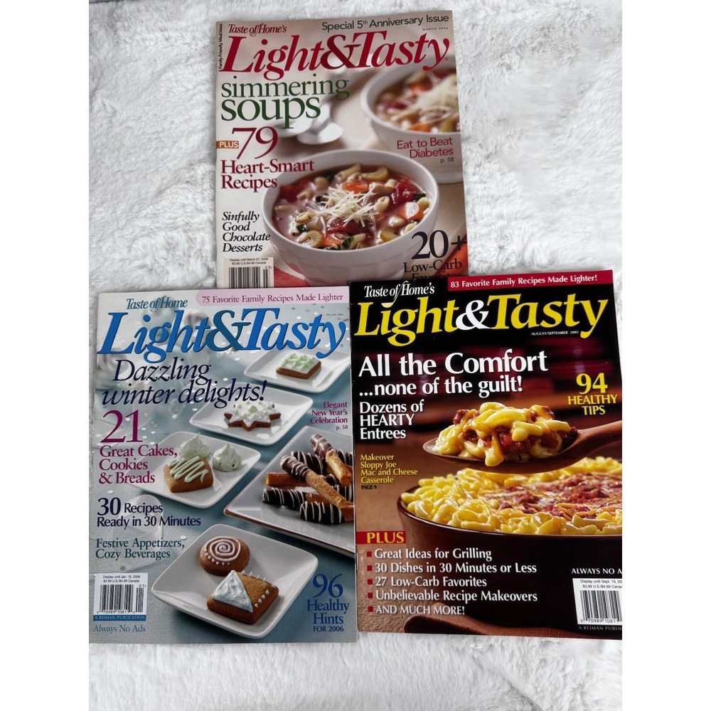 Lot of 3‎ Taste of Home Light & Tasty and Healthy Cooking Magazines 2005 2006
